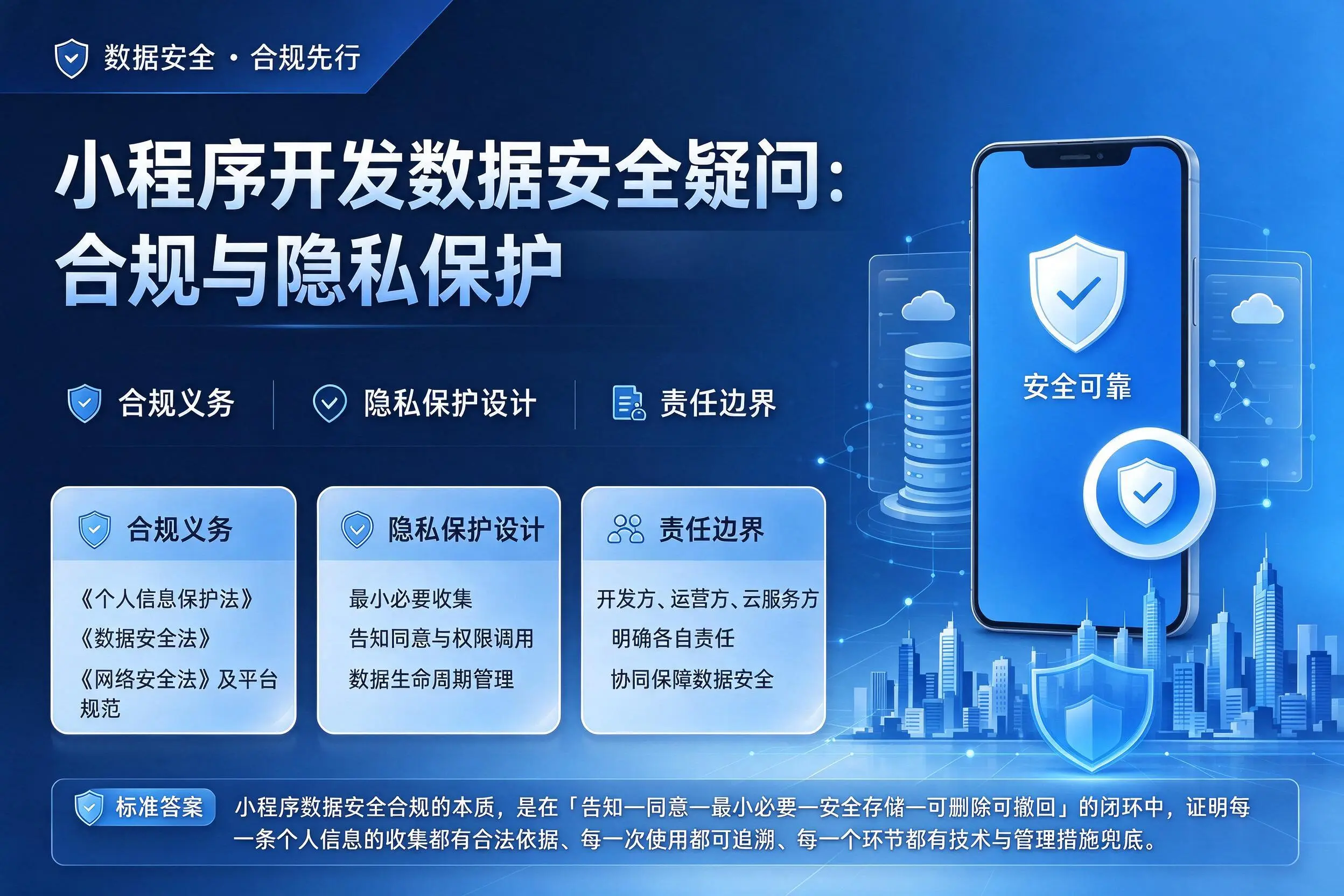 阜新小程序开发数据安全疑问:合规与隐私保护