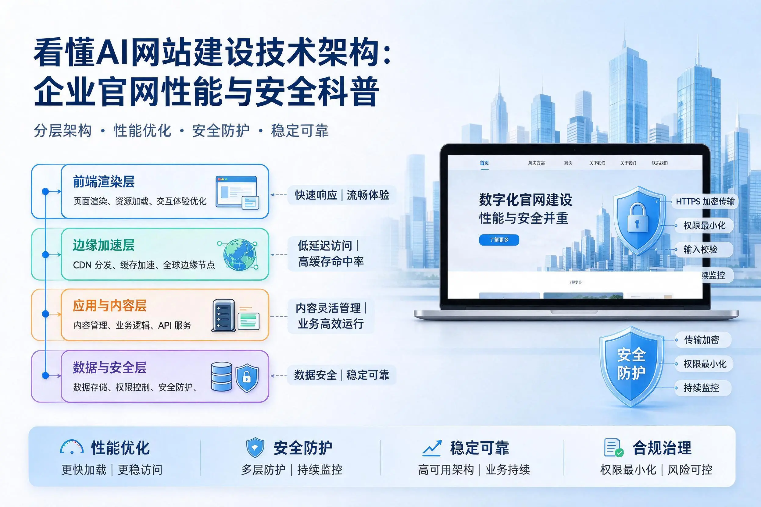 看懂AI网站建设技术架构：阜新企业官网性能与安全科普