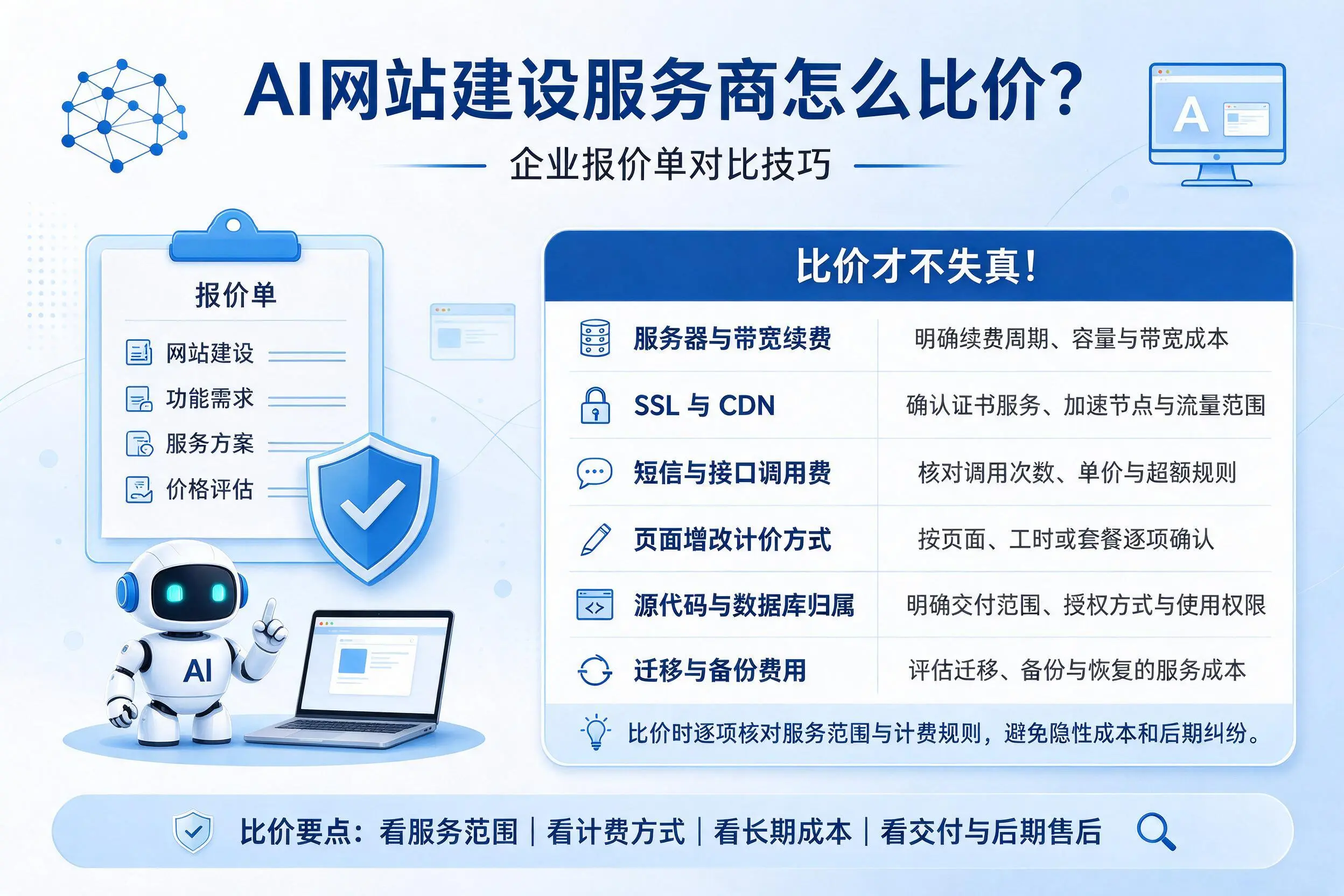 AI网站建设服务商怎么比价？阜新企业报价单对比技巧