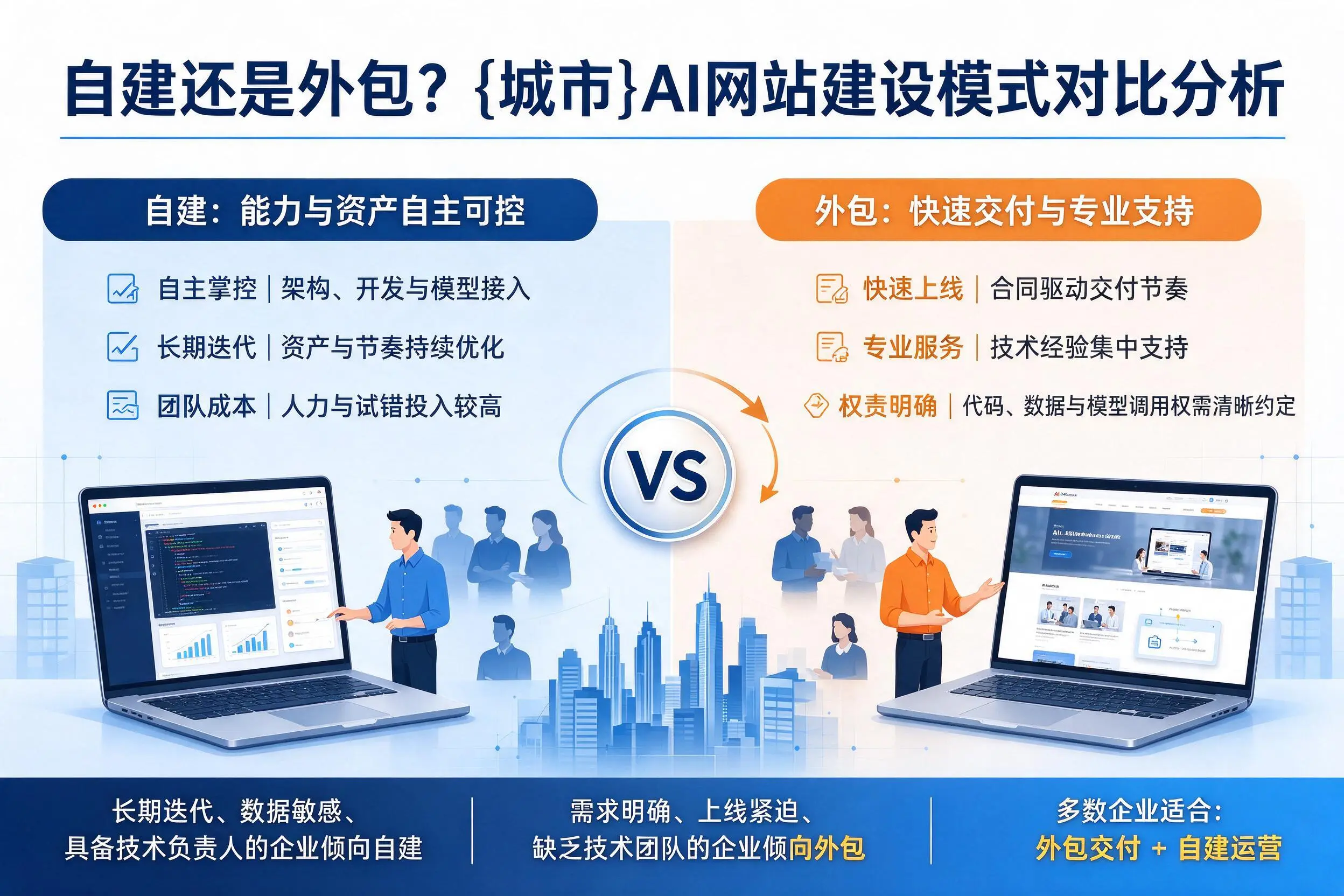 自建还是外包?阜新AI网站建设模式对比分析